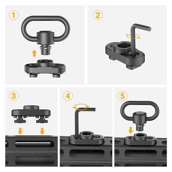 Tactical 2 Point Sling QD Swivel Rifle Adjustable Gun Sling Strap w/ MLOK Swivel - Picture 8 of 9